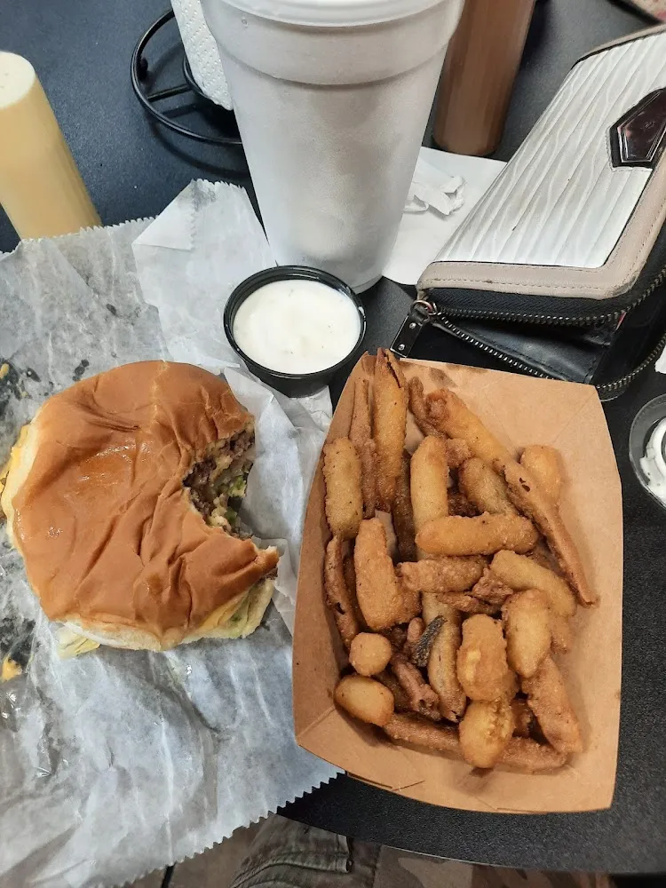 Cheeseburger and Fried Pickles
